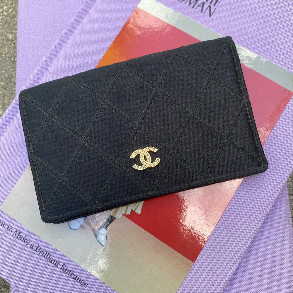 CHANEL QUILTED SATIN CARDHOLDER